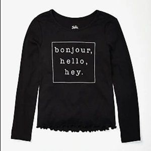 NWT Justice graphic lettuce edge long sleeve tee